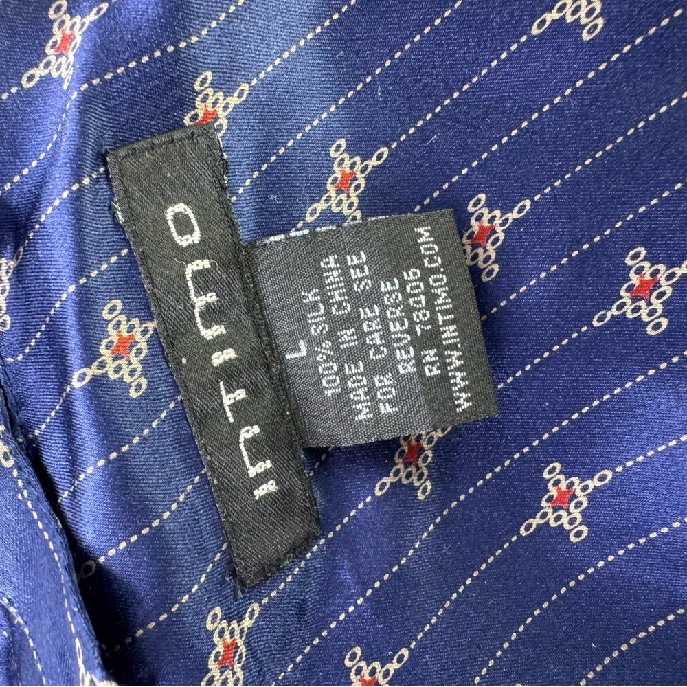 Intimo  Mens Blue pinstripes patterns Silk Robe Size large - Picture 8 of 8